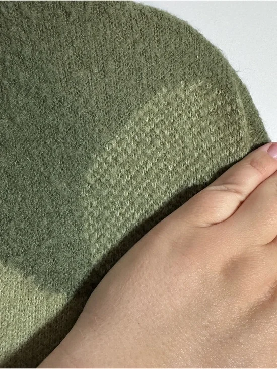 Lucky Brand Camo Fuzzy Knit Cardigan Green Button Front Pockets Small - Picture 2 of 7